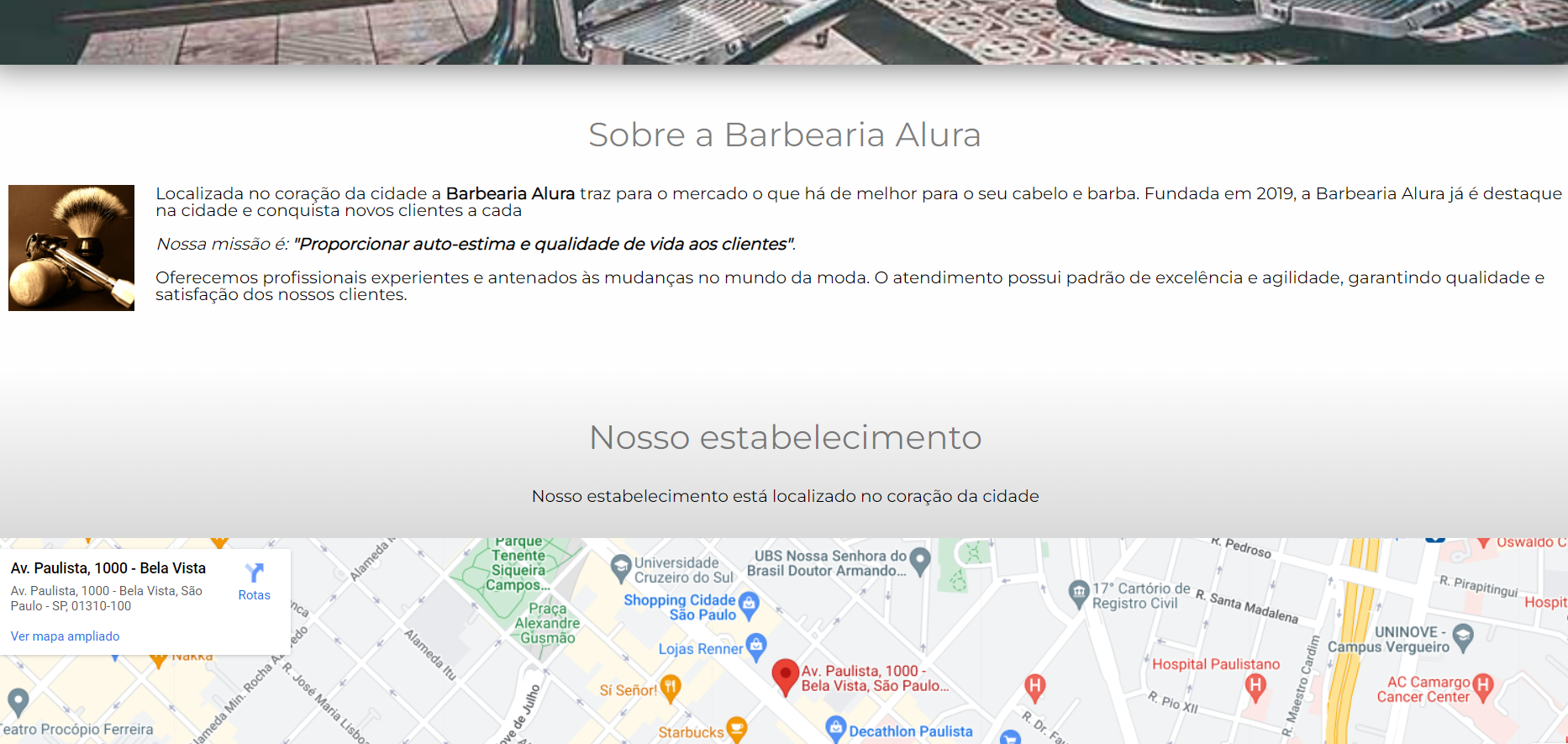 imagem do site Barbearia Alura
